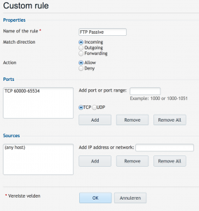 Adding a custom rule to the Plesk firewall.